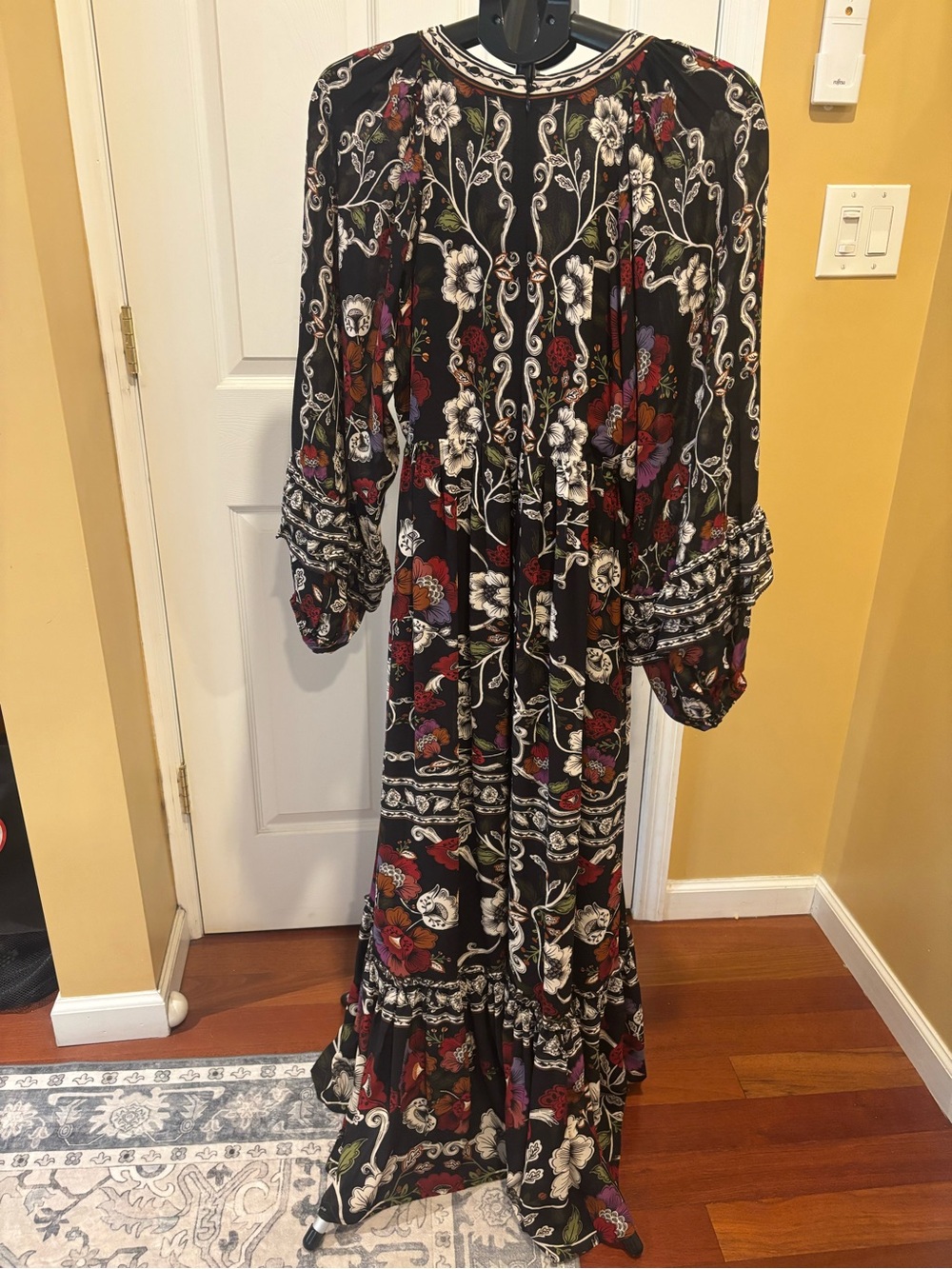 Farm Rio Bohemian Black Floral Long Sleeve Maxi Dress - Picture 8 of 9